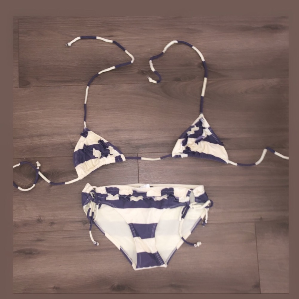 Blue and white bathing suit size small